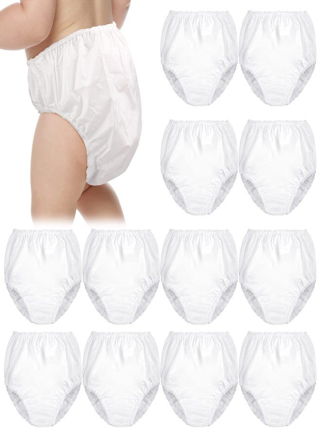 Funtery 12 Packs Waterproof Plastic Pants for Toddlers Reusable Diaper Covers Unisex Baby Potty Training Underwear Covers(5T) White - Image 1